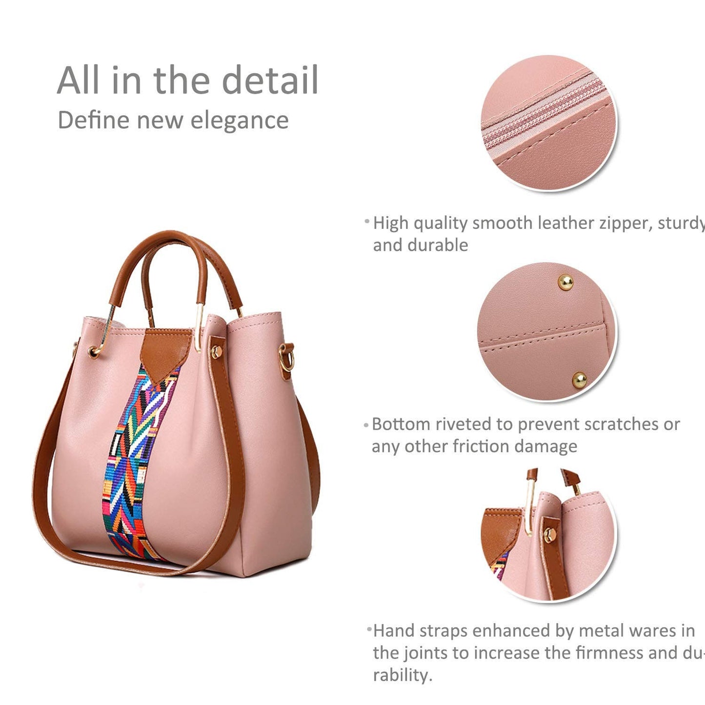 Set di 4 borse da donna coordinate con manici, tracolla, pochette e portafoglio