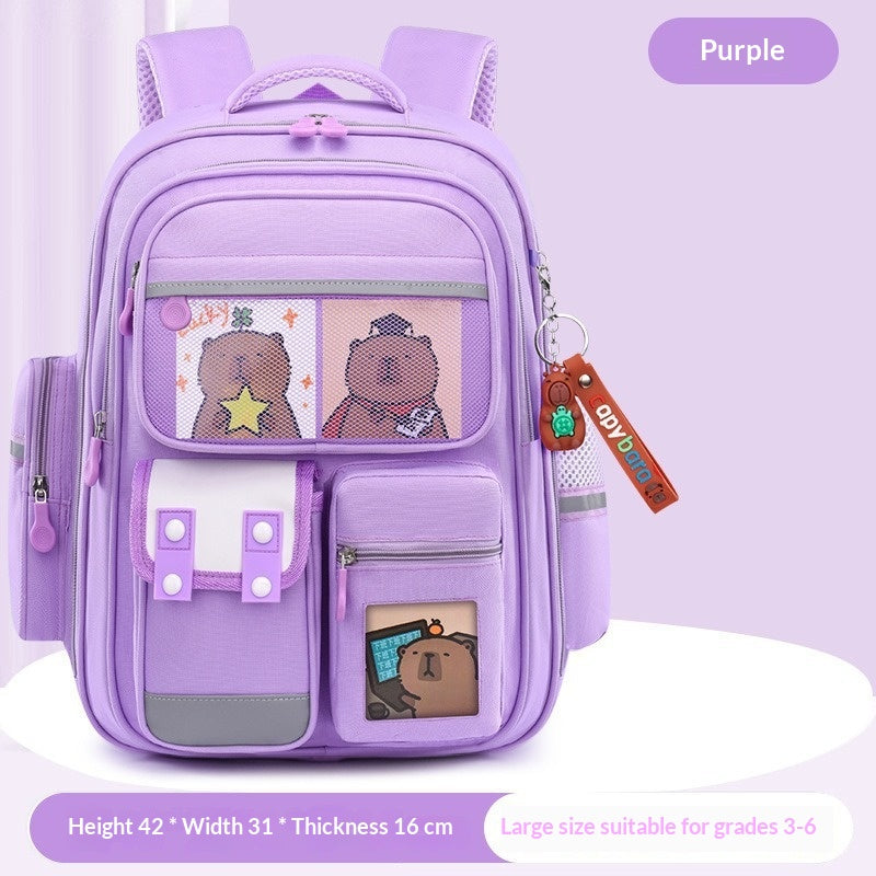 Zaino leggero con tema capibara per bambini della scuola primaria