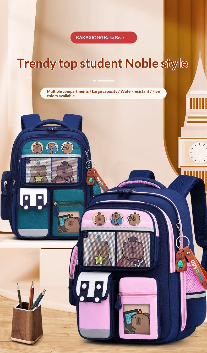 Zaino leggero con tema capibara per bambini della scuola primaria