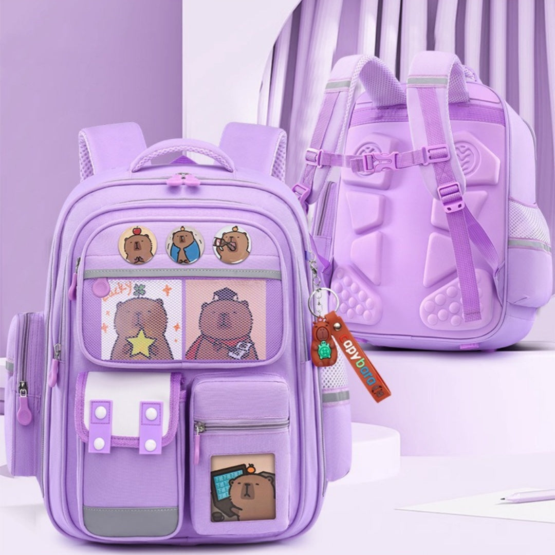 Zaino leggero con tema capibara per bambini della scuola primaria